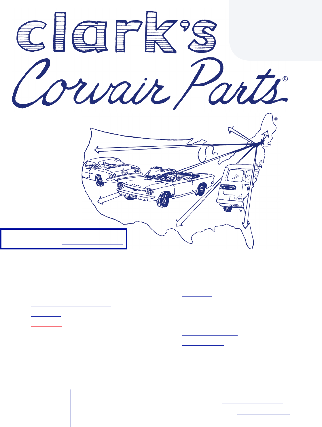 Clark's Corvair Parts, Inc. - Corvair Parts Catalog - Over 12,000 - pg FRONTCOVER