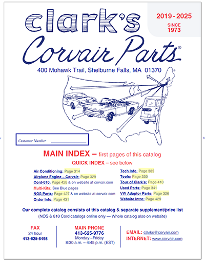 Corvair Parts - Clark's - Clarks Parts